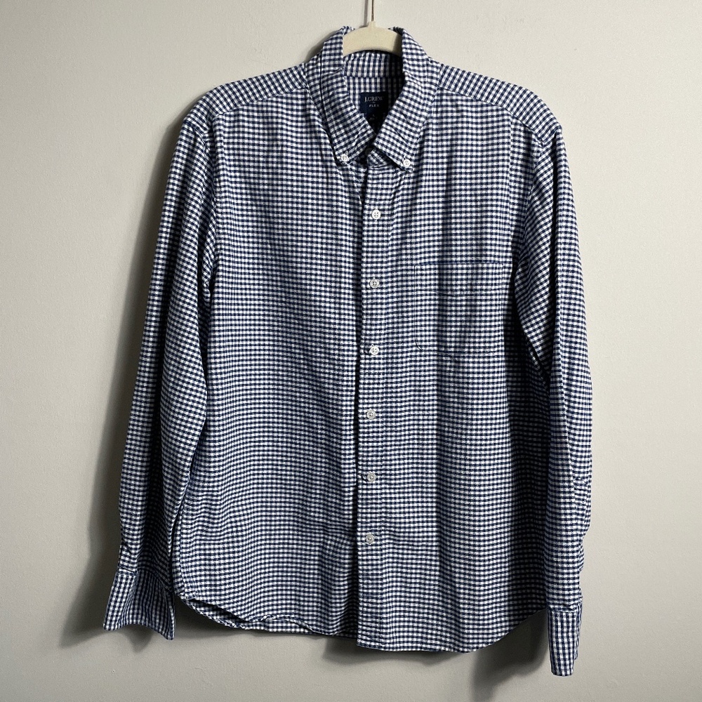J. Crew Blue and White Checkered Casual Button Down Shirt